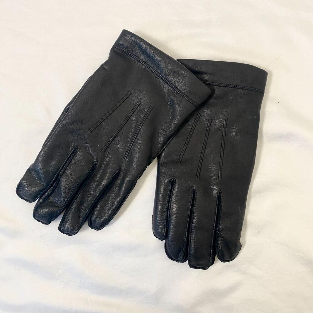 EUC Size XL Elegant Black Soft Goat Leather 100% Cashmere Soft Lined Gloves